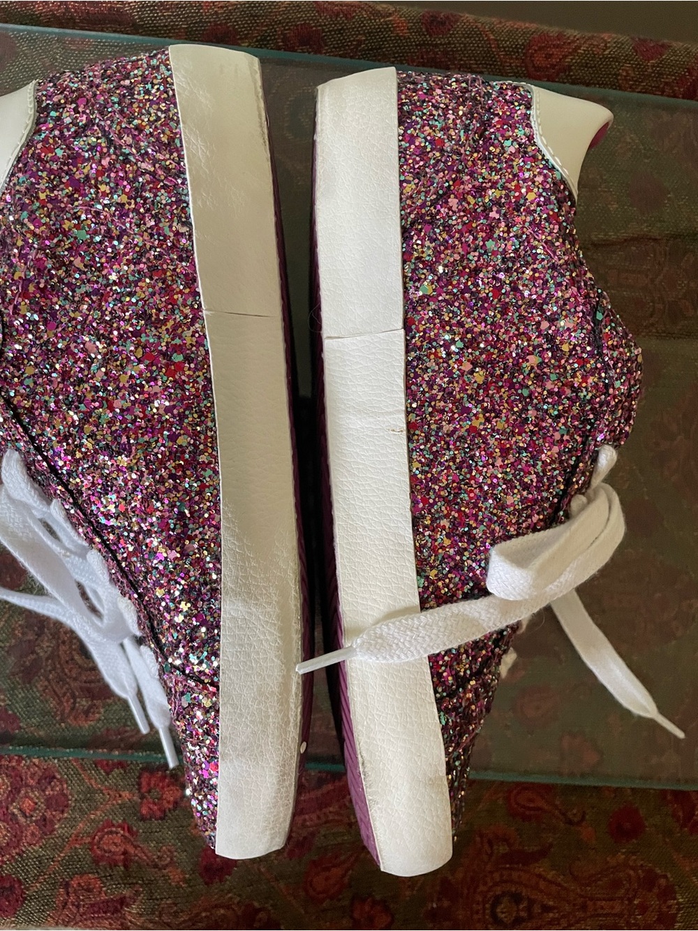 kate spade Women’s Ace Glitter Lace-Up Sneakers - Pink Multi EUC 7.5 - Picture 4 of 6